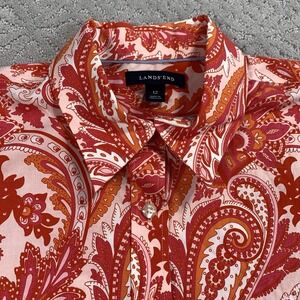 Lands End Womens Paisley Button Shirt Size 12